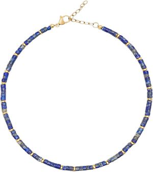 Women's Heishi Blue Lapis Choker with Gold