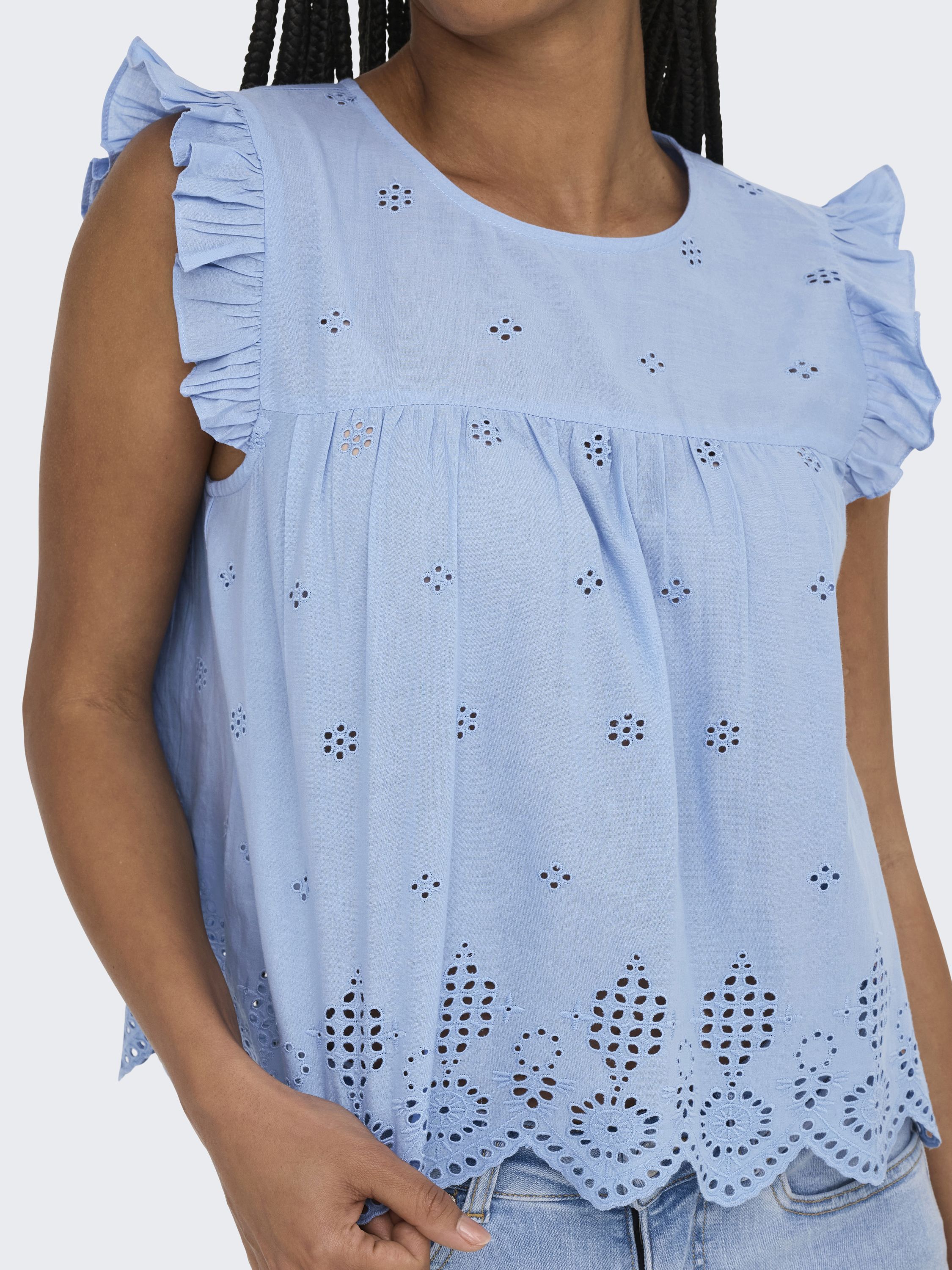 ONLSILLA LIFE S/L FRILL TOP WVN NOO