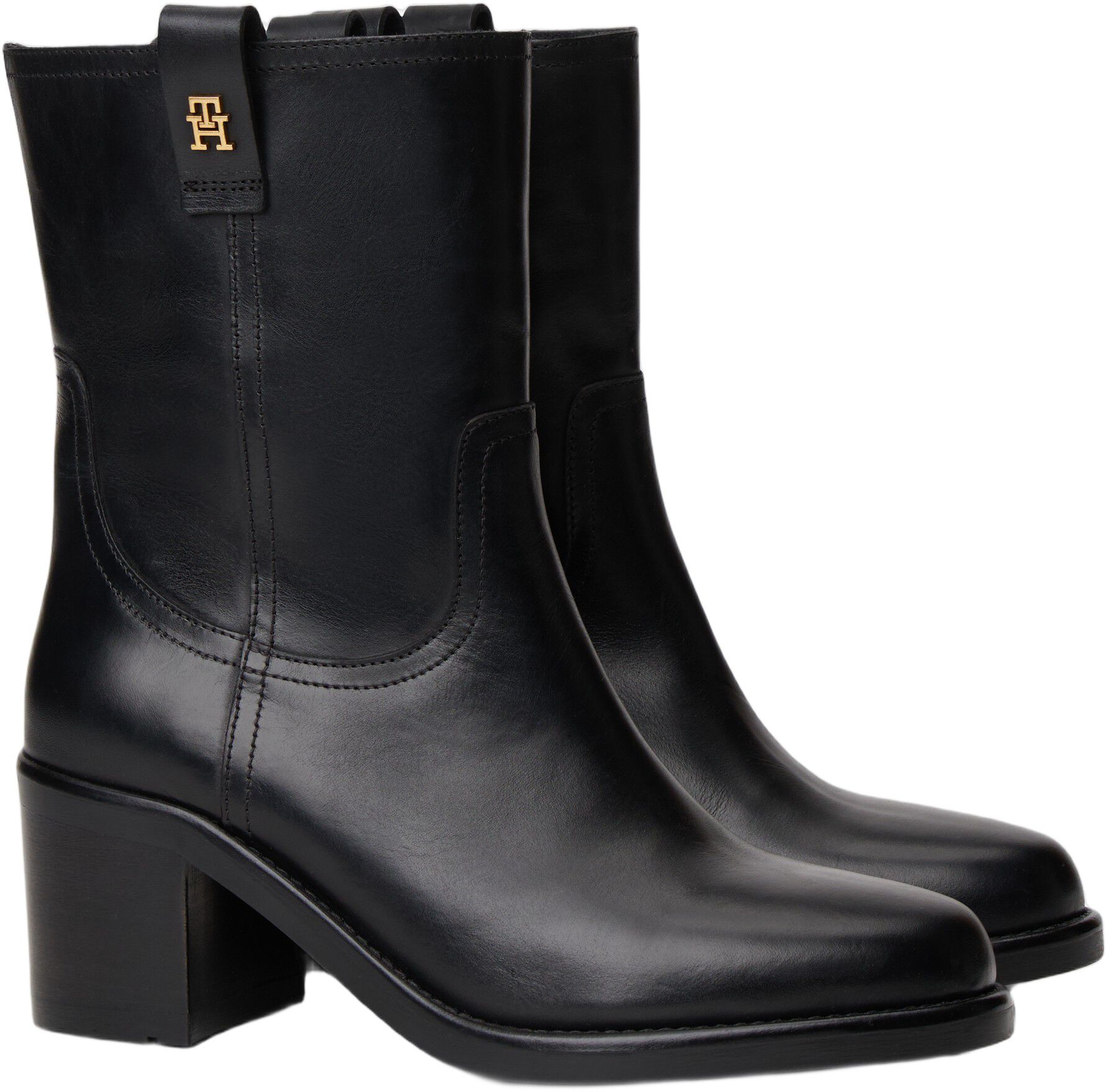 RIDING LTHR MID BOOT BLOCK HEEL