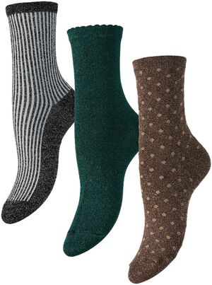 PCSEBBY XMAS GLITTER SOCKS 3 PACK B