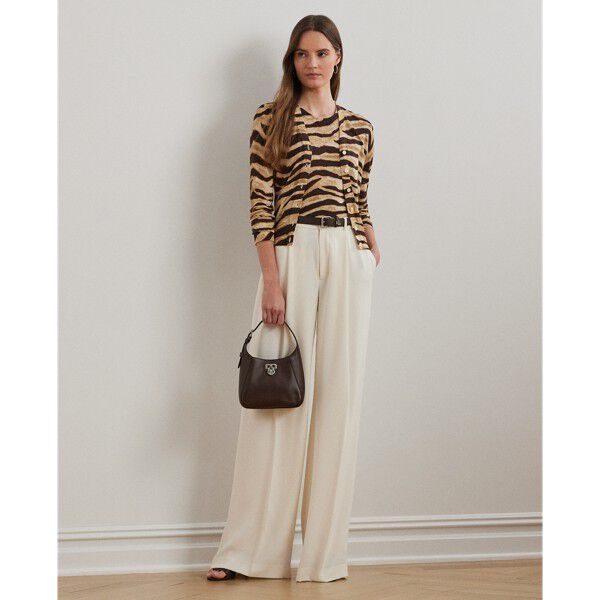 Zebra-Print Linen-Cotton Cardigan