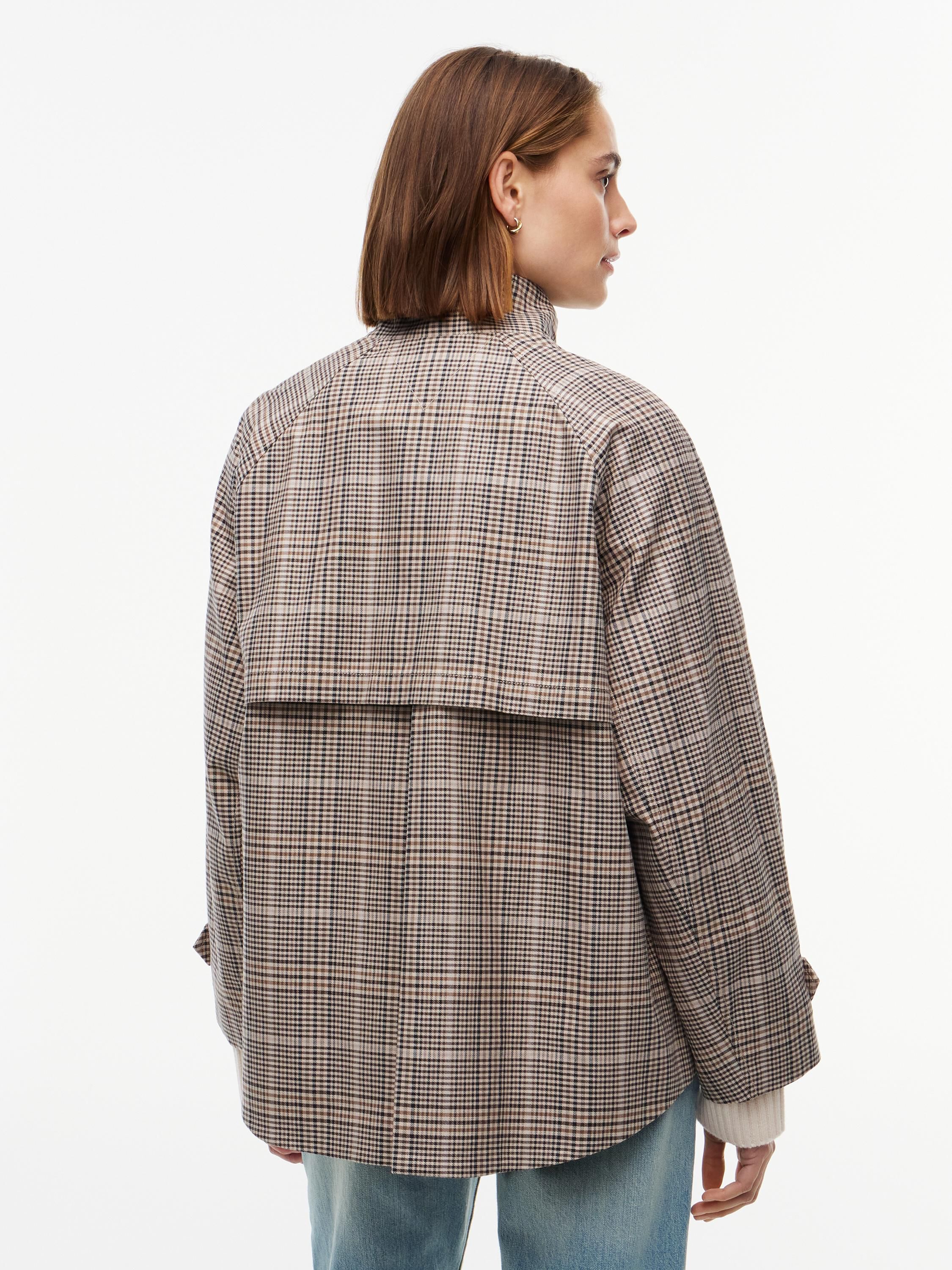 Check Raglan Sleeve Relaxed Cape Coat