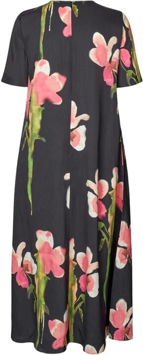 2263 Dry Viscose, Flowy Short Sleeve Midi Dress