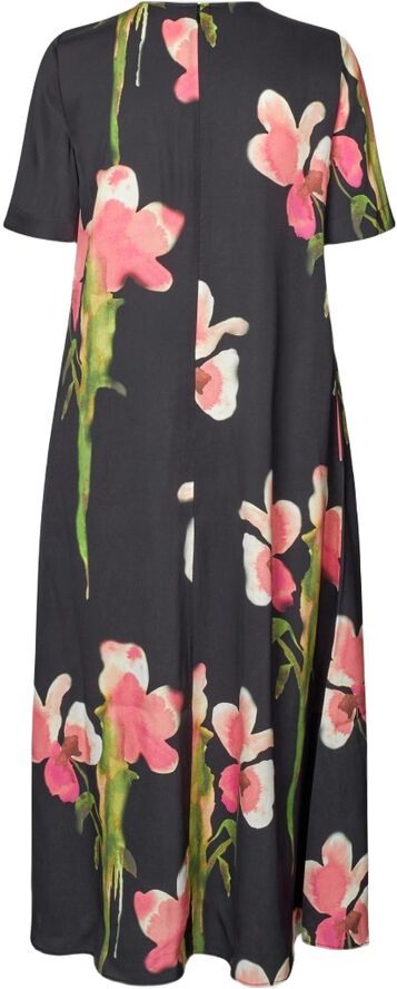 2263 Dry Viscose, Flowy Short Sleeve Midi Dress