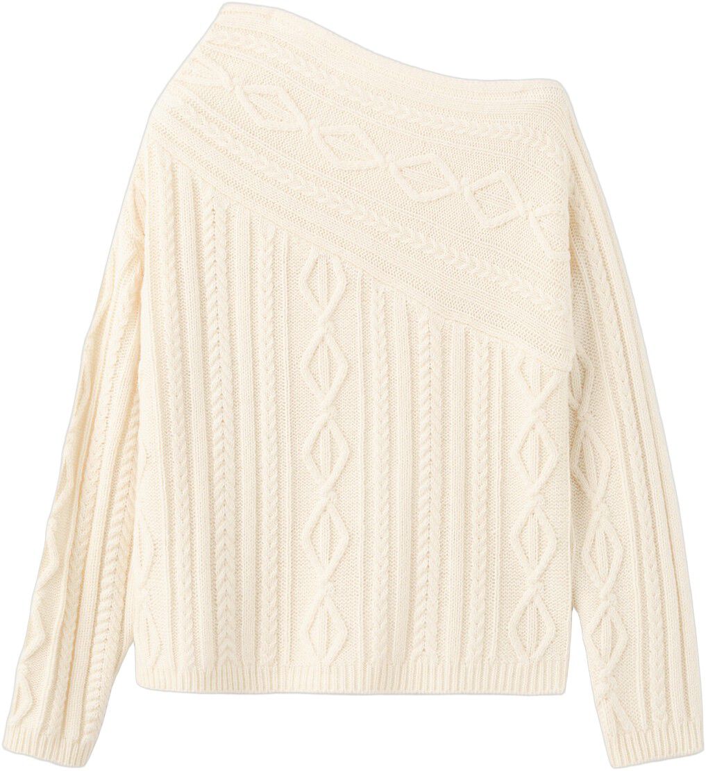 Asymmetrical cable knit sweater