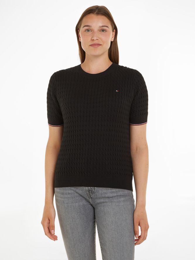 Cable Knit Short Sleeve Jumper