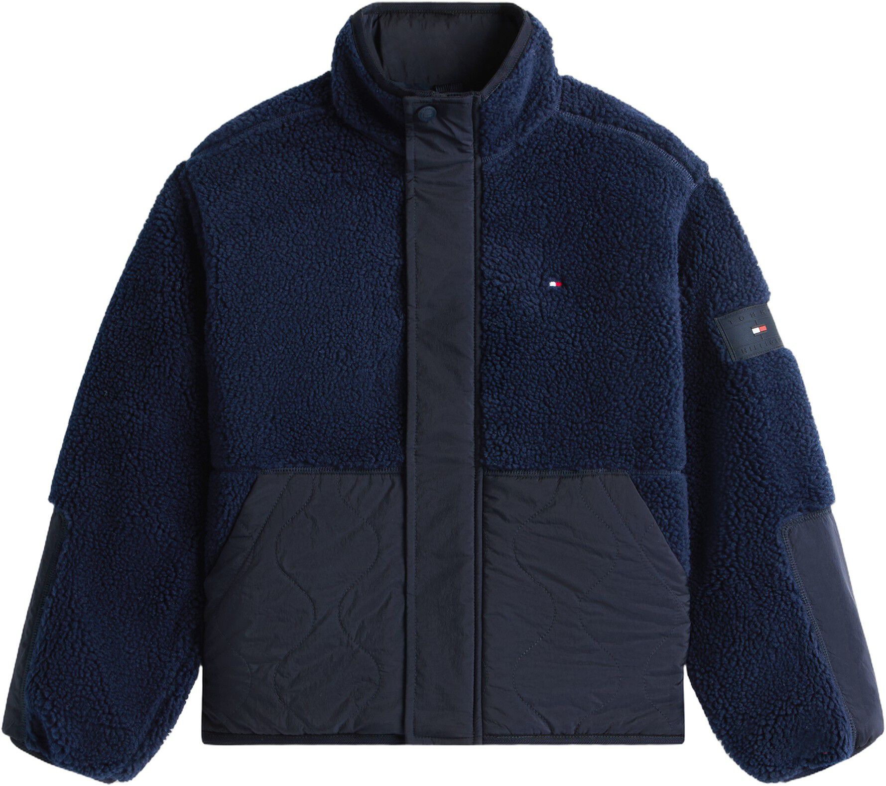 Teddy Fleece Quilted Relaxed Bomber Jacket