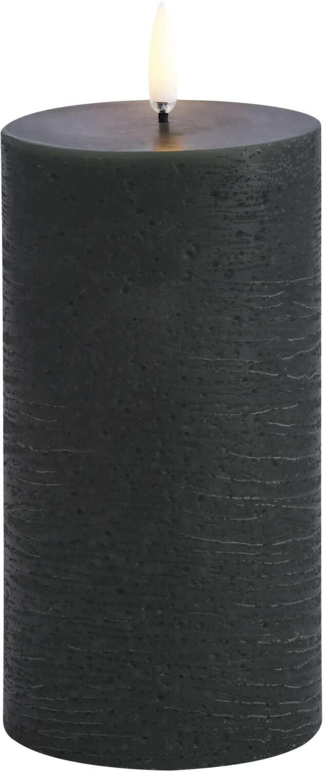 LED pillar candle, Pine green, Rustic, 7,8 x 15,2 cm (4/24)