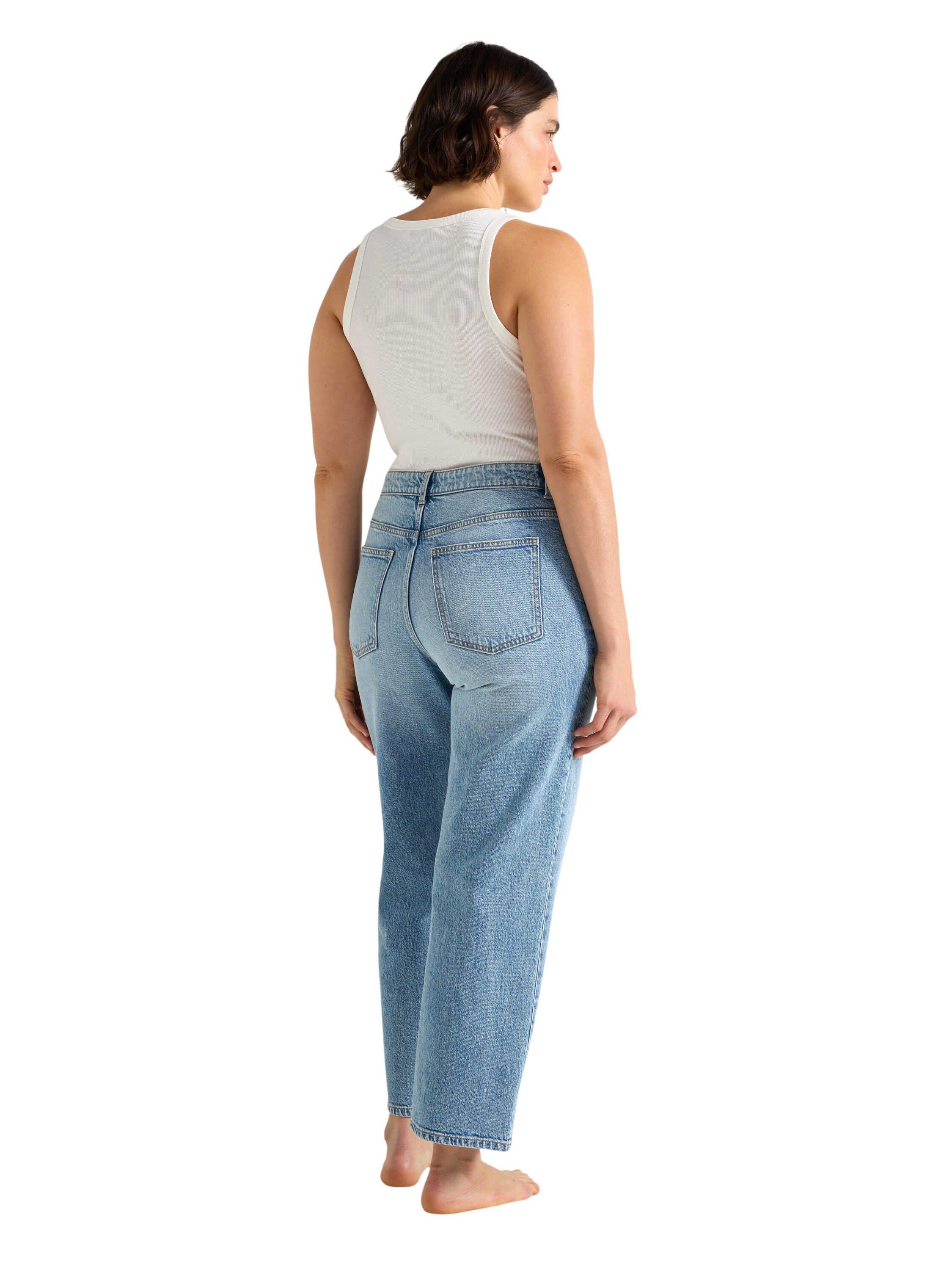 Jeans med mellemh&oslash;j talje i bomulds