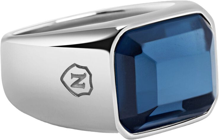 Blue Zircon Signet Ring in