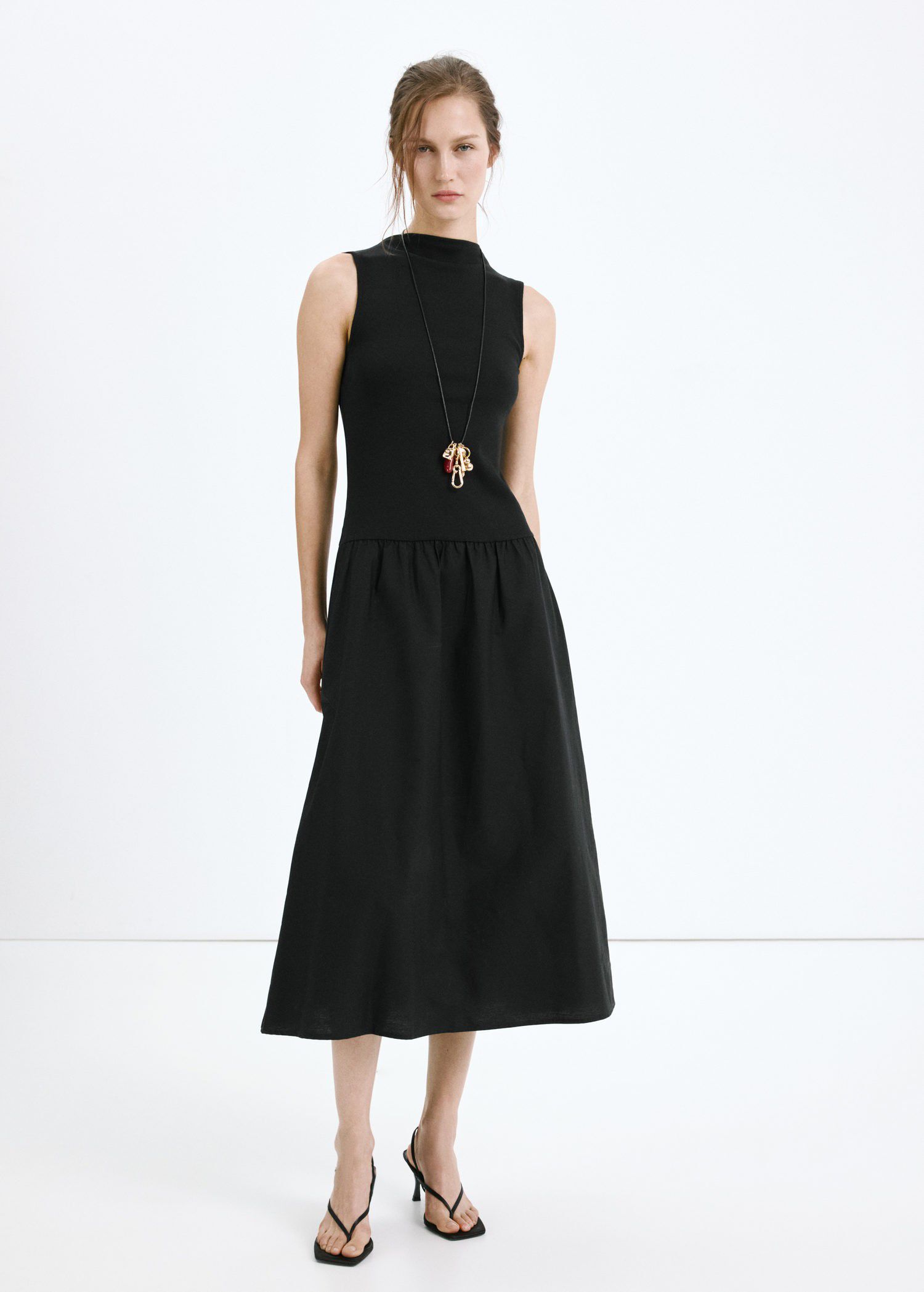 Contrast-bodice dress