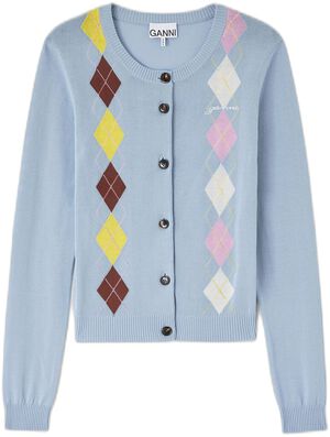 Light Cotton Argyle Cardigan