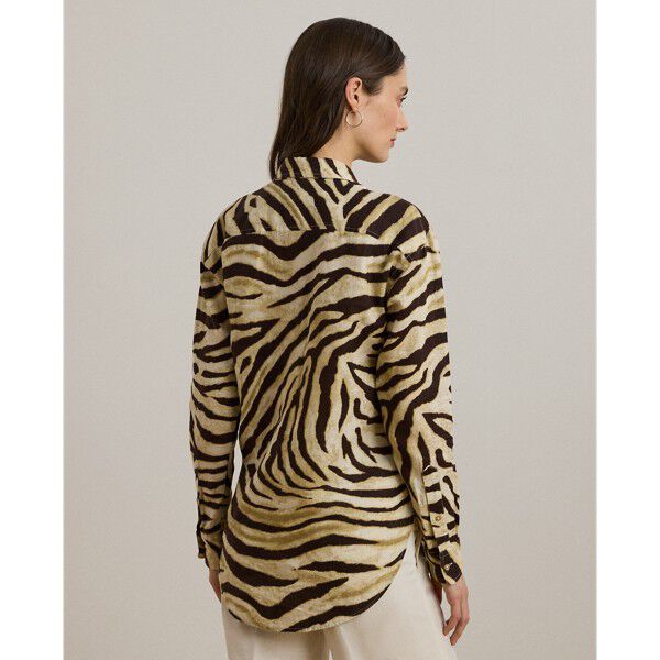 Relaxed Fit Zebra-Print Linen Shirt