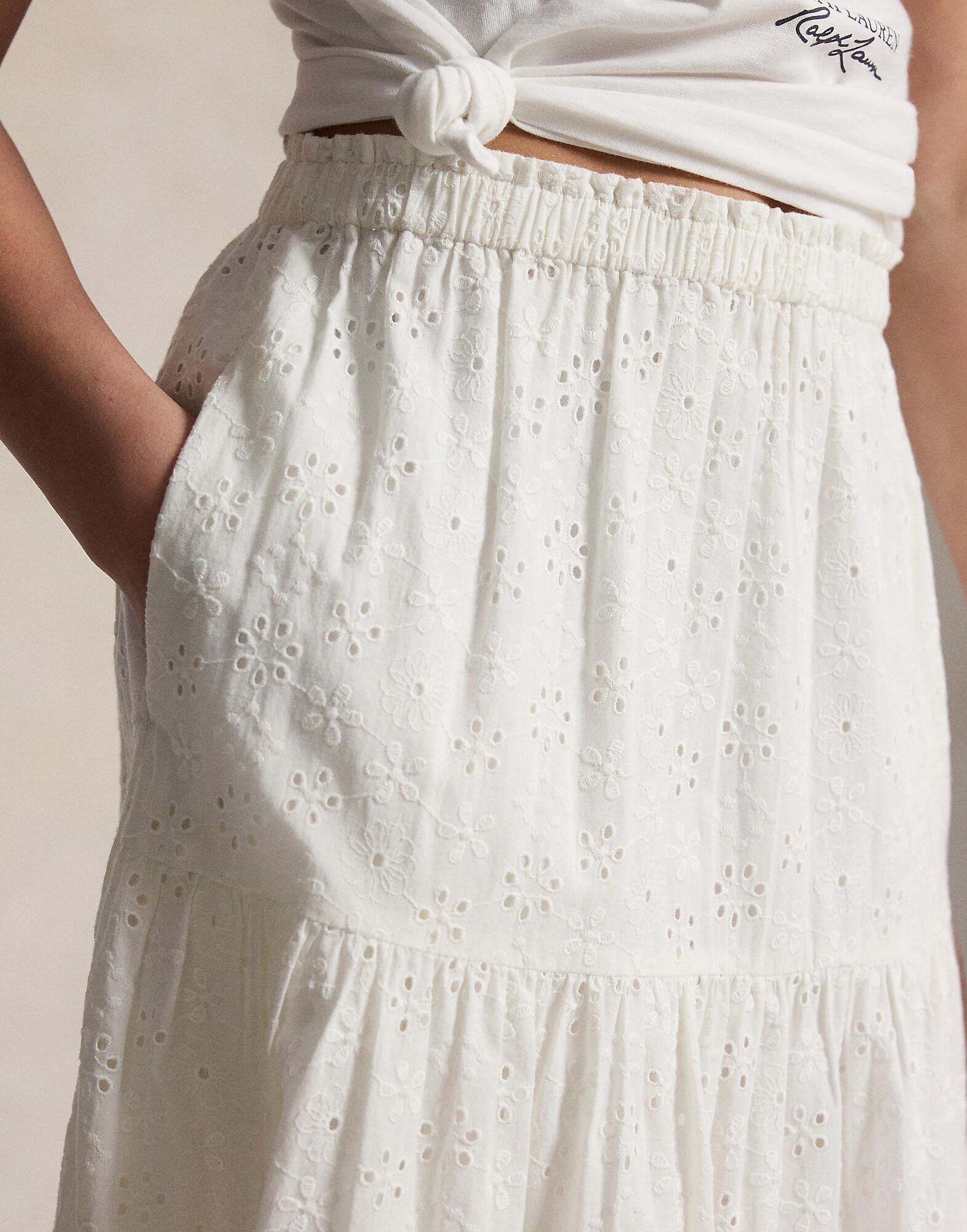 Eyelet Cotton Maxi Skirt
