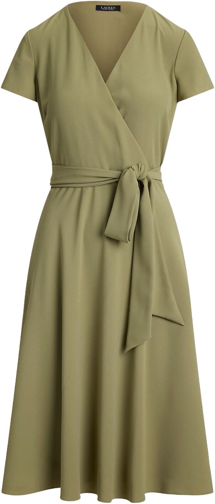 Belted Georgette Surplice Dress