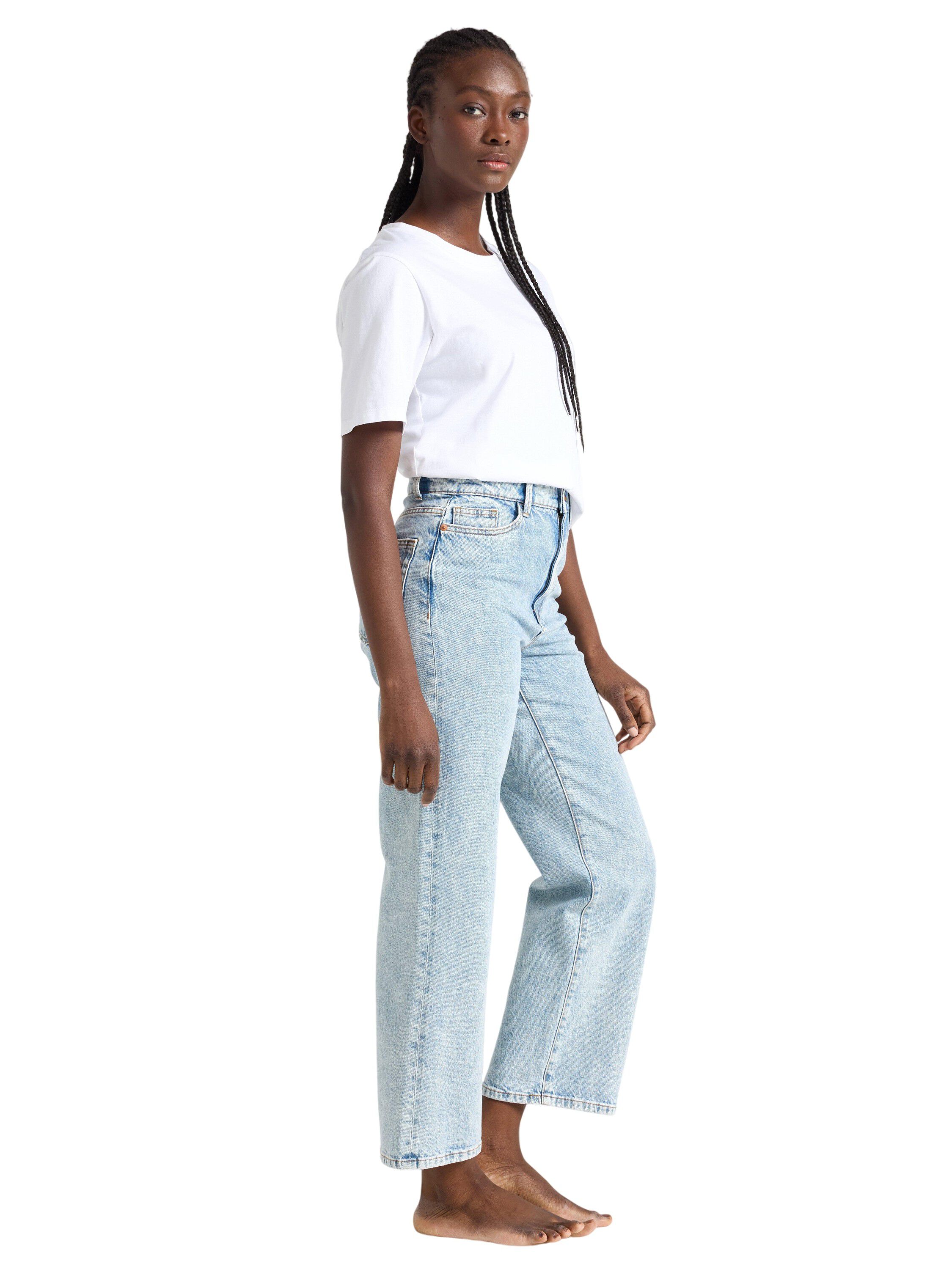 High waist jeans in cotton denim wi