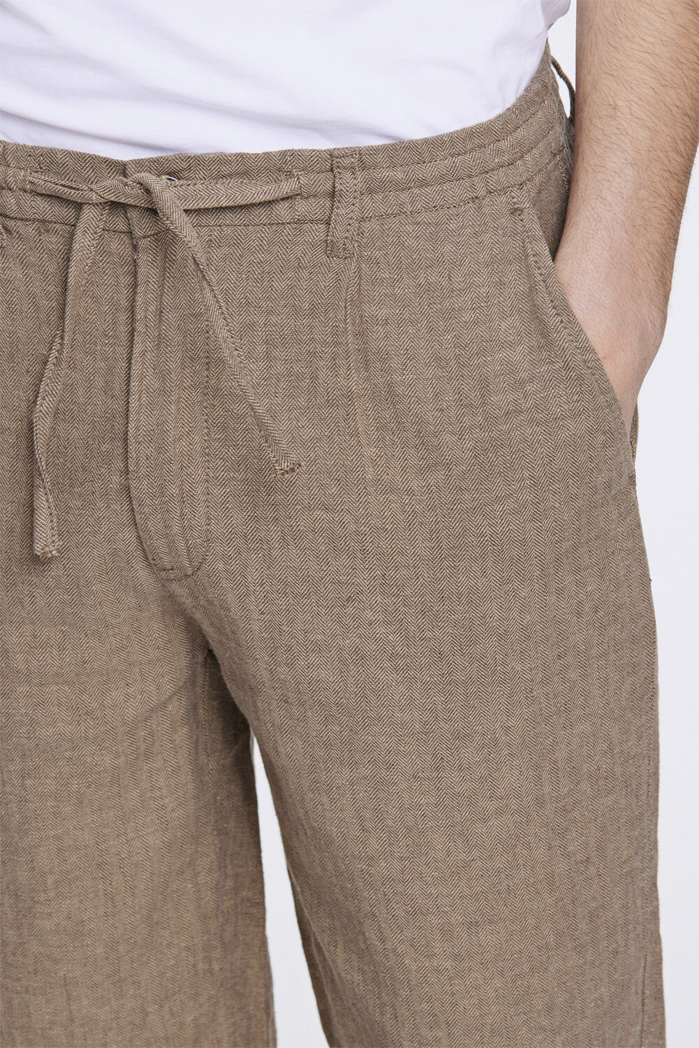 Linen blend herringbone pants