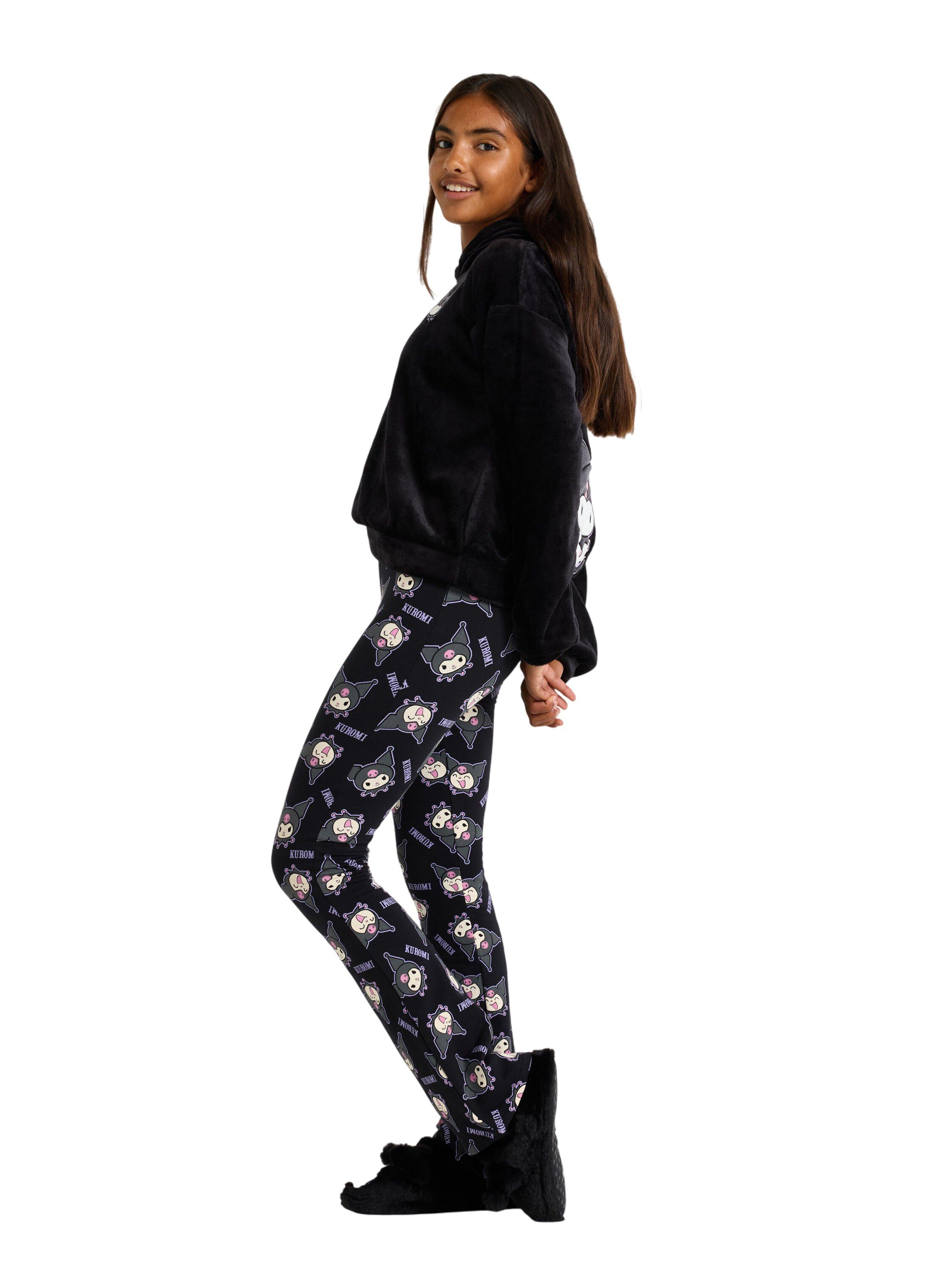 Leggings i mjuk bomullstrik&aring; med ut