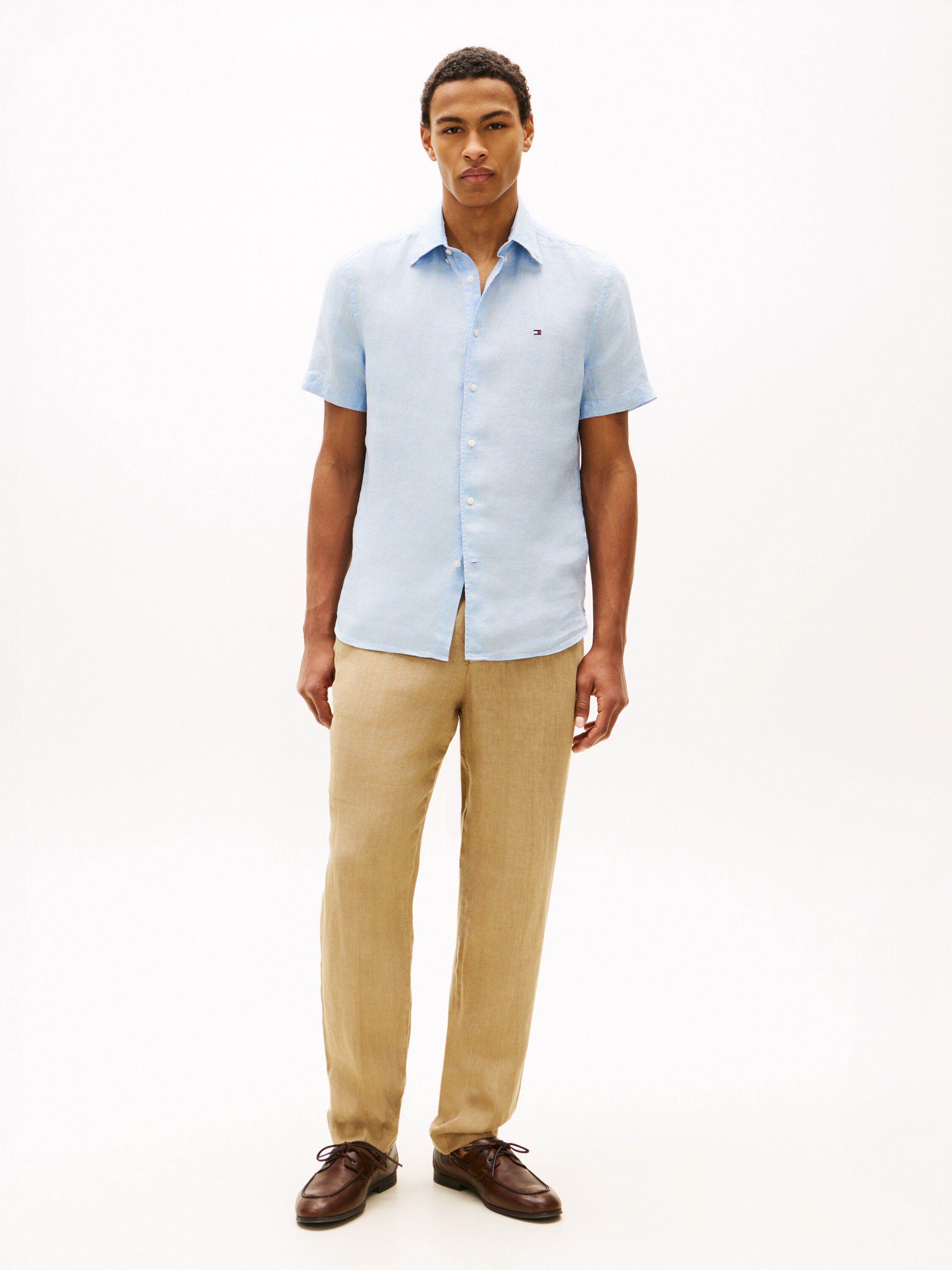 Regular Fit Washed Linen Short Sleeve Shirt