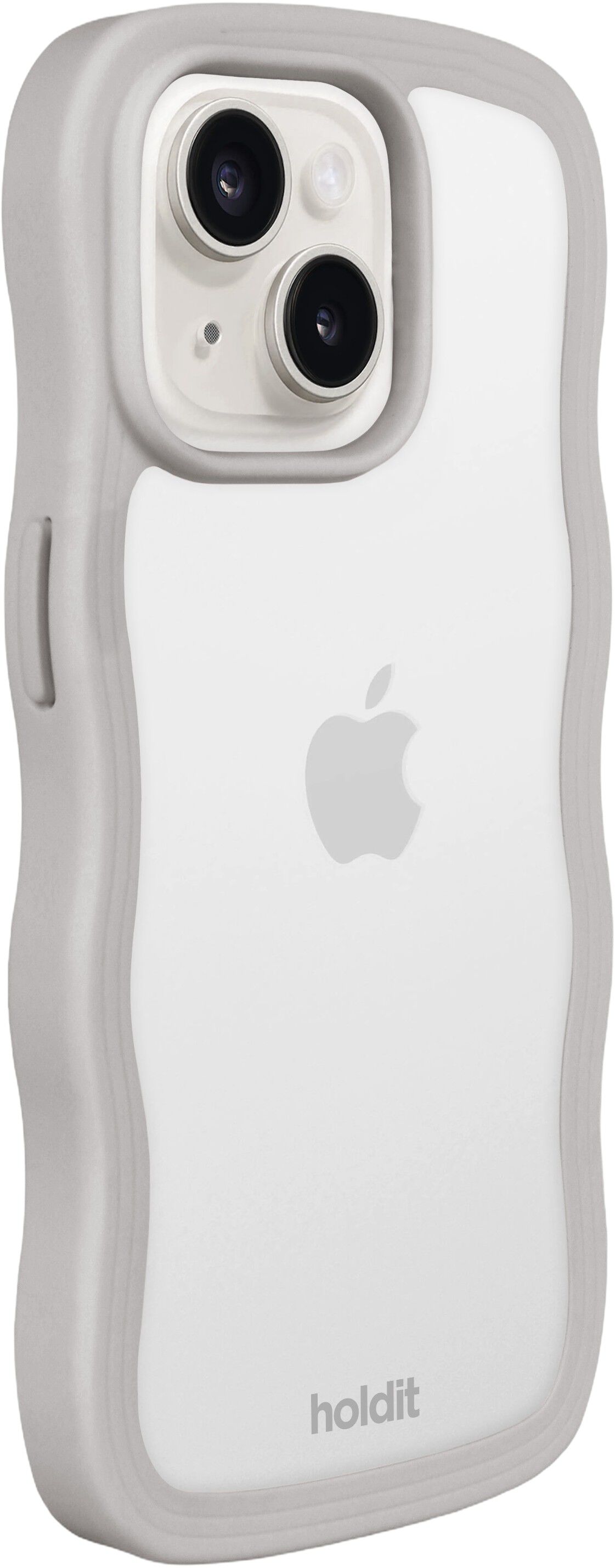 Wavy Case iPhone 16e/15/14/13 Wool Gray/Transparent