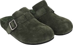 KAMAKURA - SILK COW SUEDE MULES WITH BUCKLE
