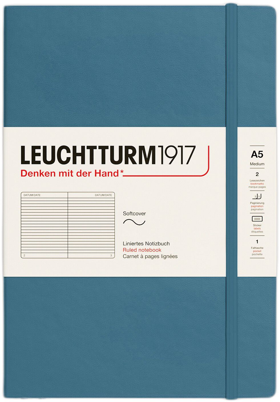 LT1917 Notesbog A5 Linjeret SC - Stone Blue 363400