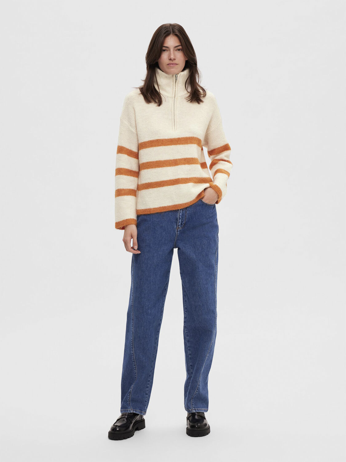 SLFMALINE LS WOOL KNIT HALF ZIP NOOS