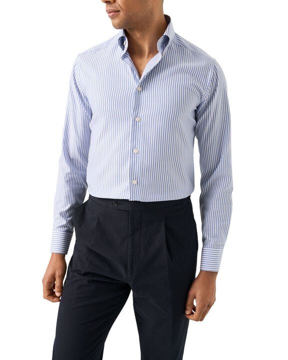 Contemporary Fit Mid blue Striped Signature Oxford Shirt