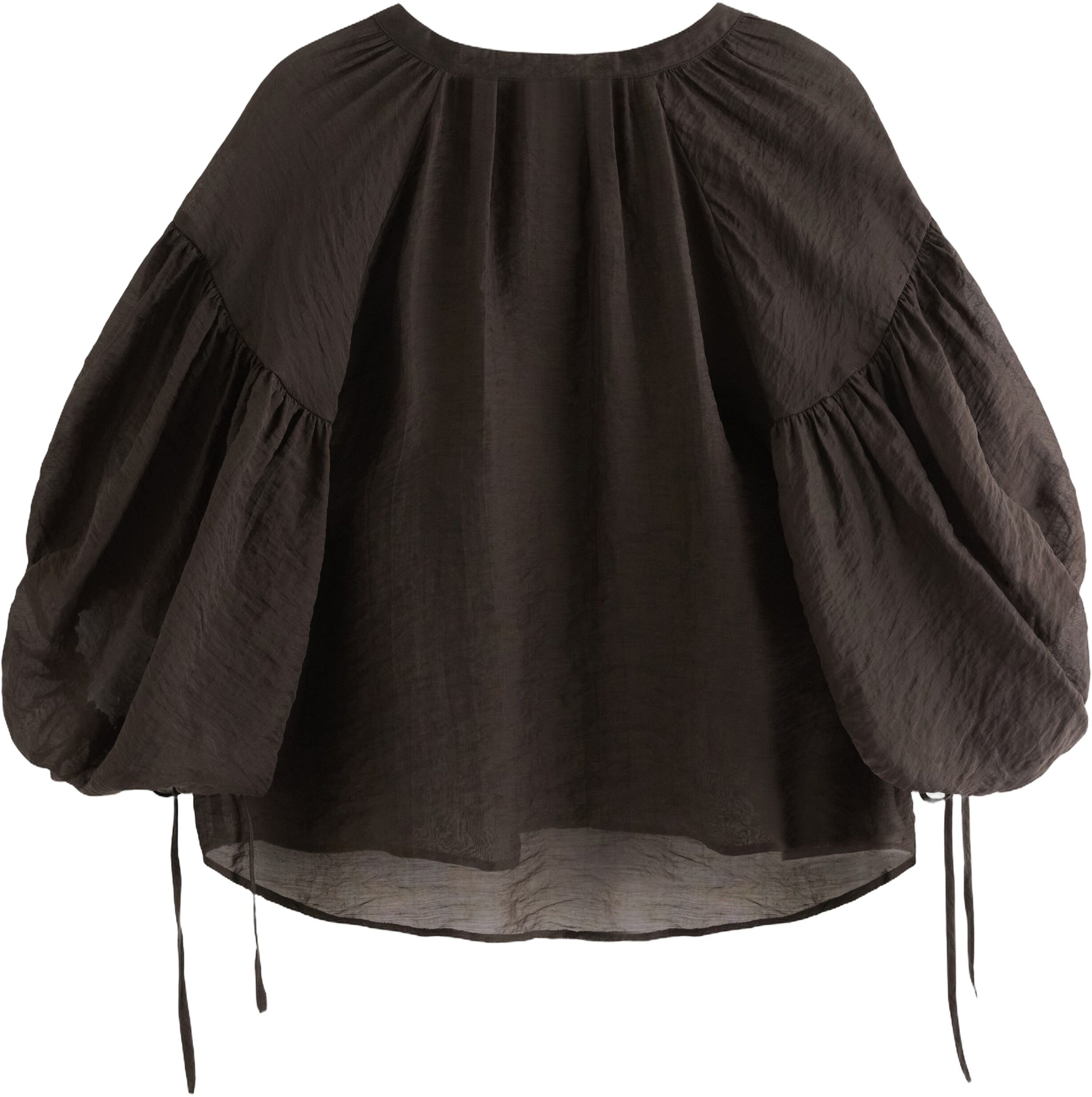 Luftig, kortermet bluse med bindeb&aring;