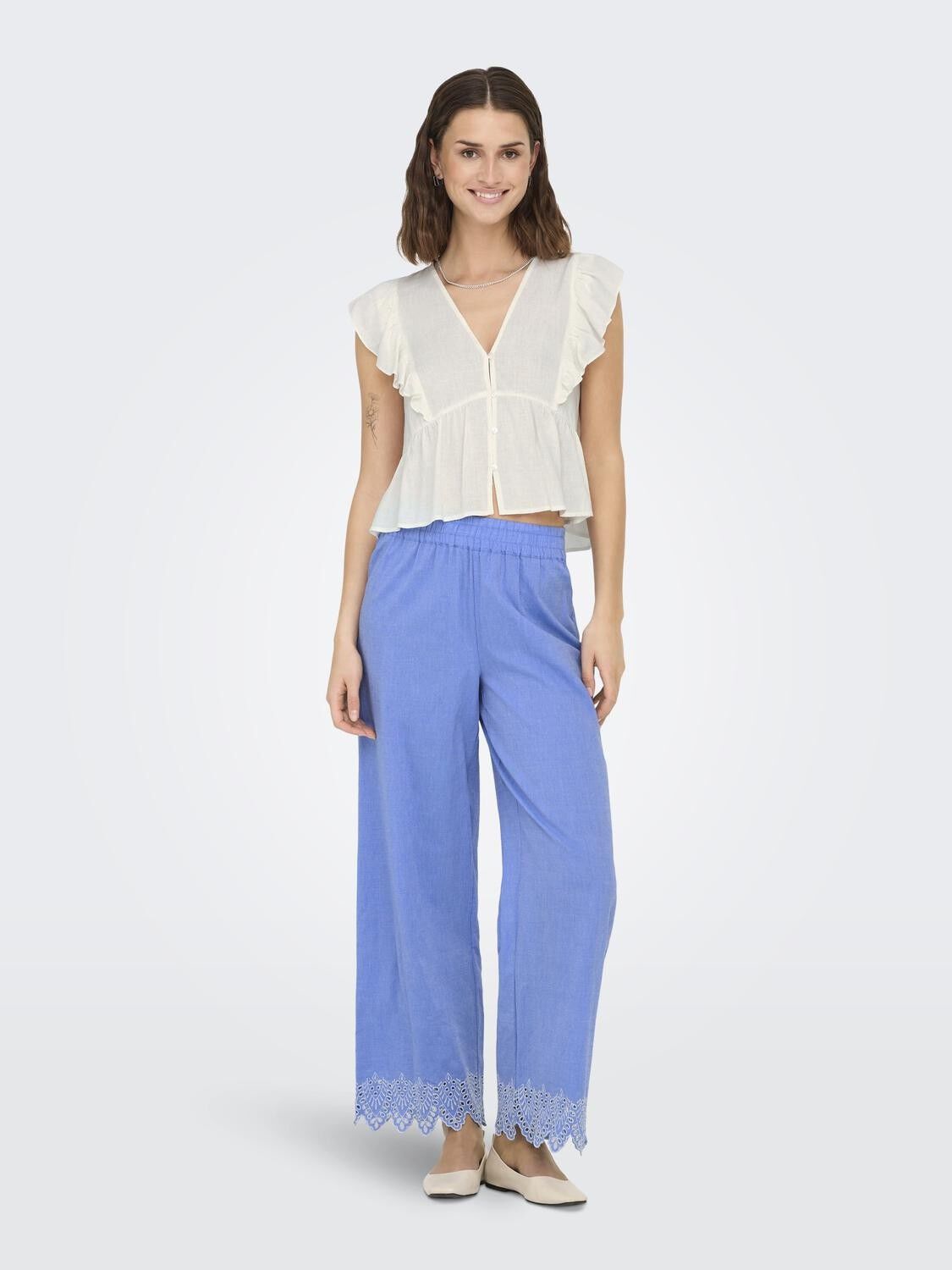 Onlpaula Tulum Emb Pull-Up Pant Noos Wvn