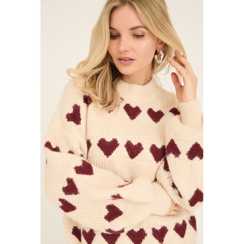 Heart knit pullover