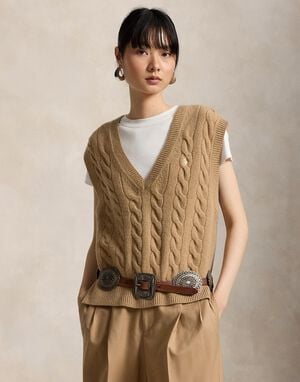 Cable-Knit Wool-Cashmere Sweater Vest