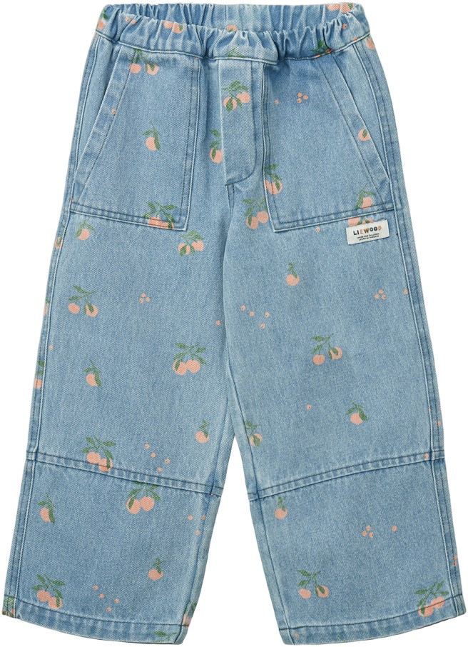 Liewood Cesar Printed Denim Pants Peach / L Stl. 86 unisex - Jeans Från Magasin