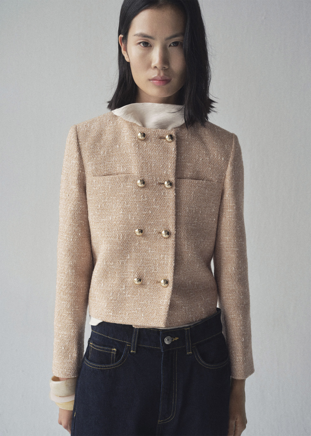 MANGO Doublebreasted Tweed Jacket Dam Jackor Stl. XXS - Från Magasin