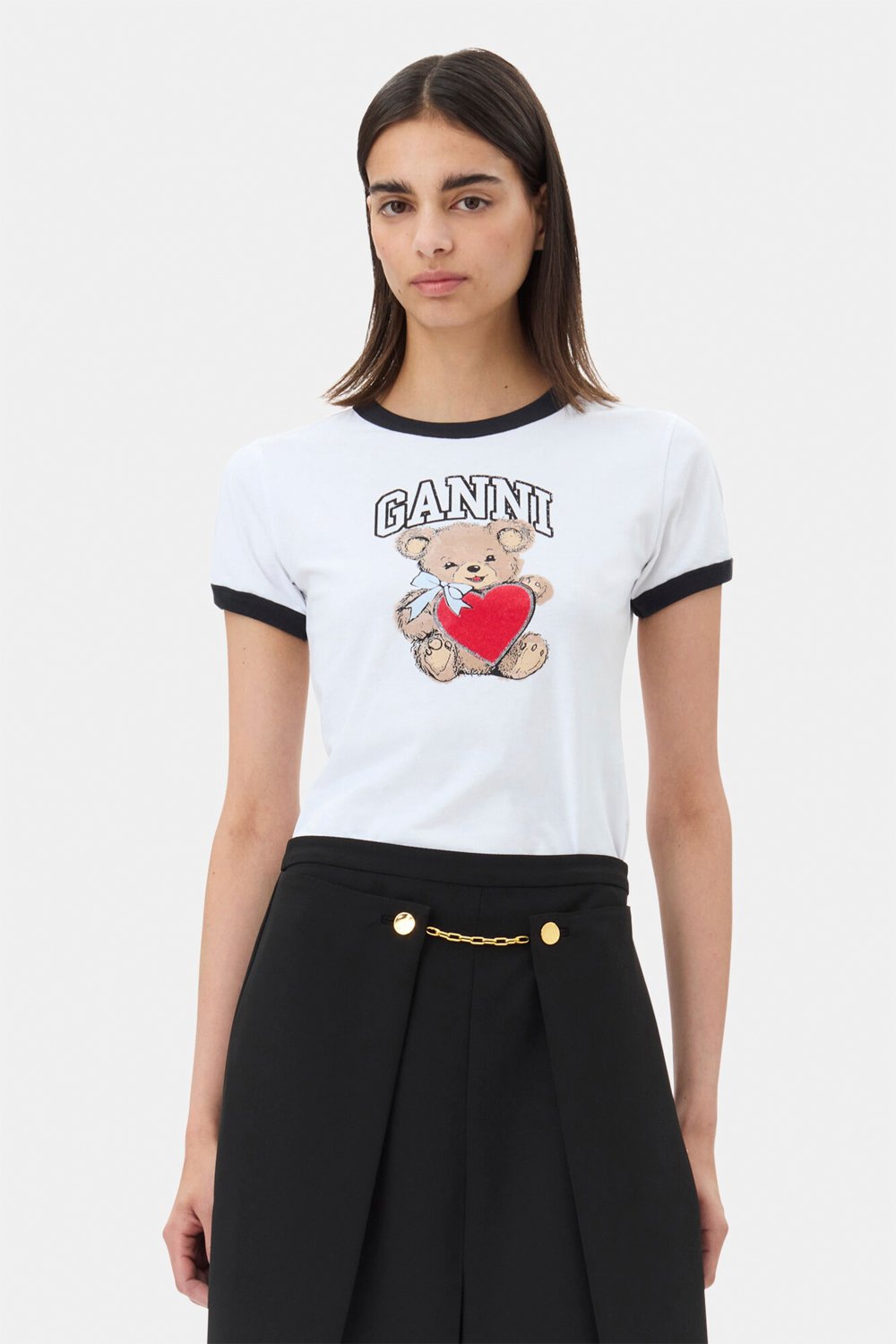 Ganni Basic Jersey Bear Small Tshirt Dam Kortärmade T-shirts Stl. XS - Från Magasin