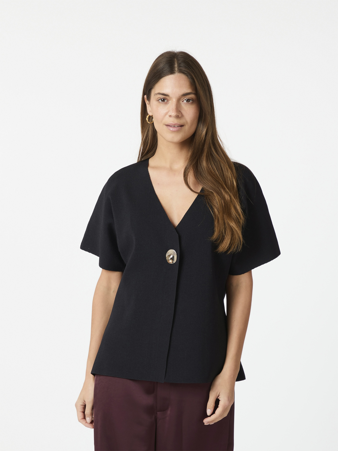 Neo Noir Mendes Knit Cardigan Dam Kortärmade Blusar Stl. 34 - Från Magasin