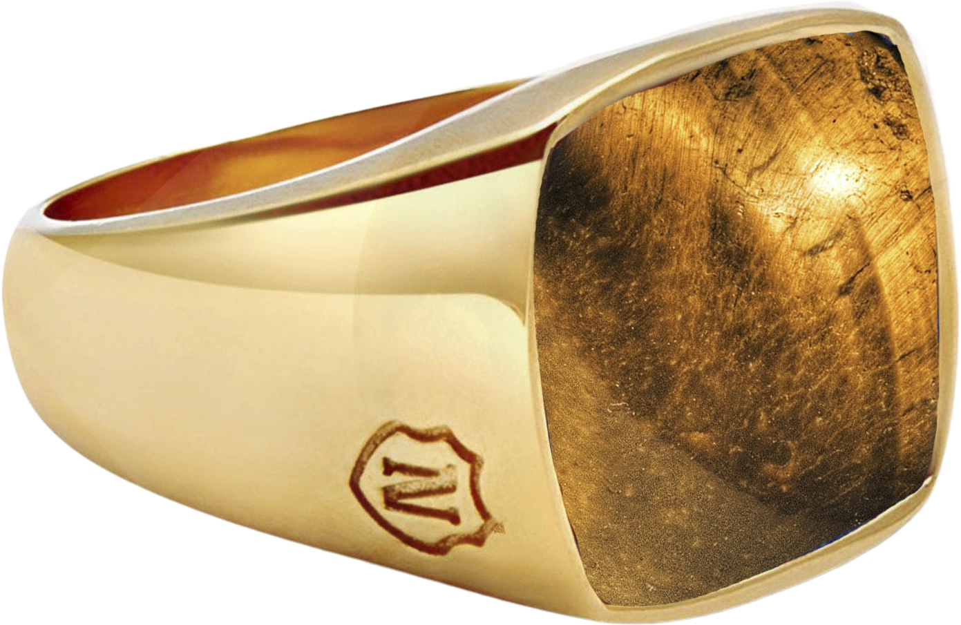 Nialaya Men's Gold Plated Signet Ring With Brown Tiger Eye Herr Ringar Stl. 10 - Från Magasin