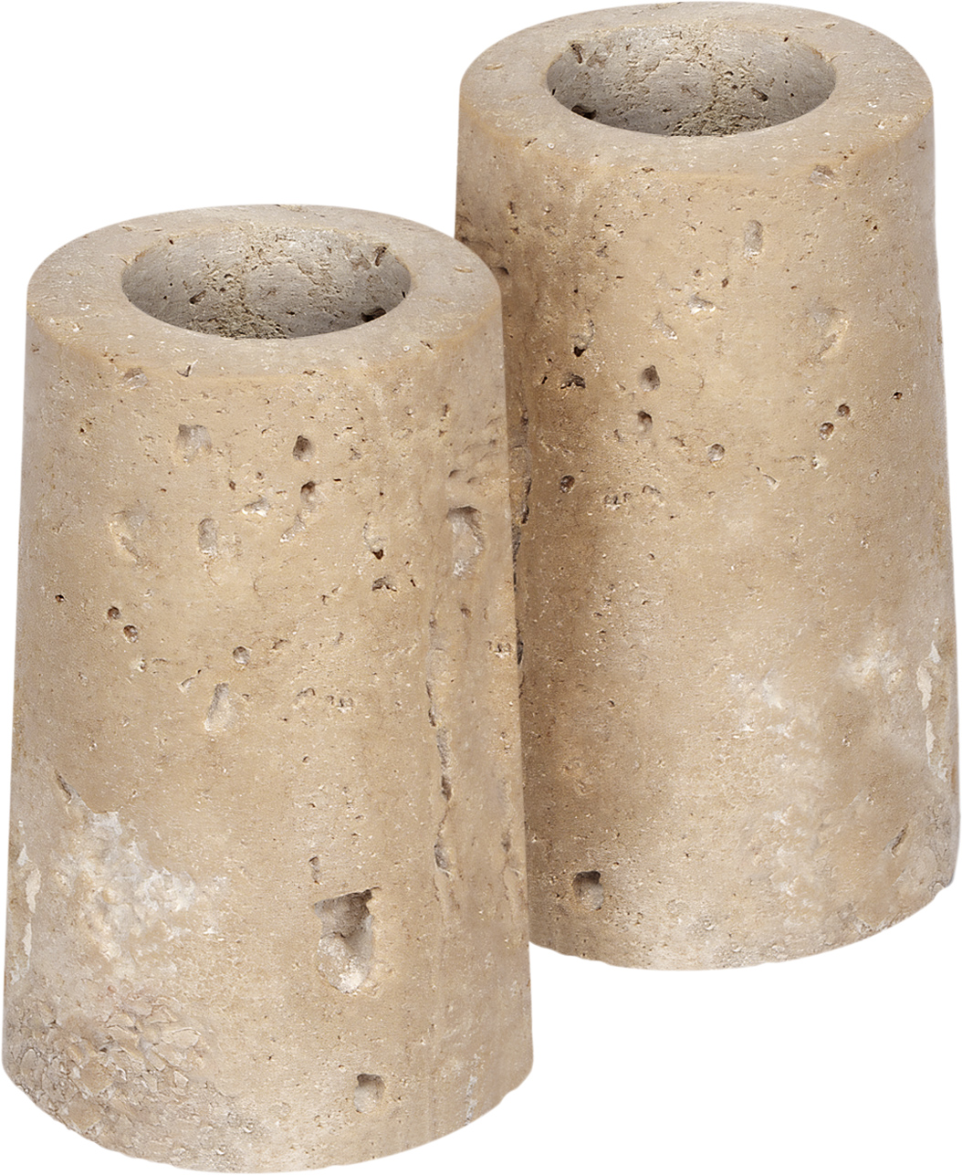 Uyuni Travetine Candleholder Taper, M, Desert Beige, 2pack, 3,5x6 - NO_SIZE Ljusstakar För Kronljus Från Magasin