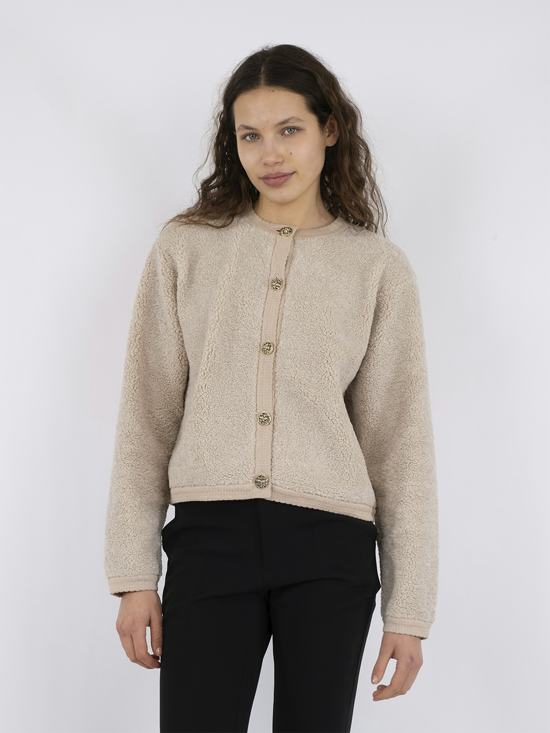 Neo Noir Limo Fluffy Knit Cardigan Dam Koftor & Cardigans Stl. 40 - Från Magasin