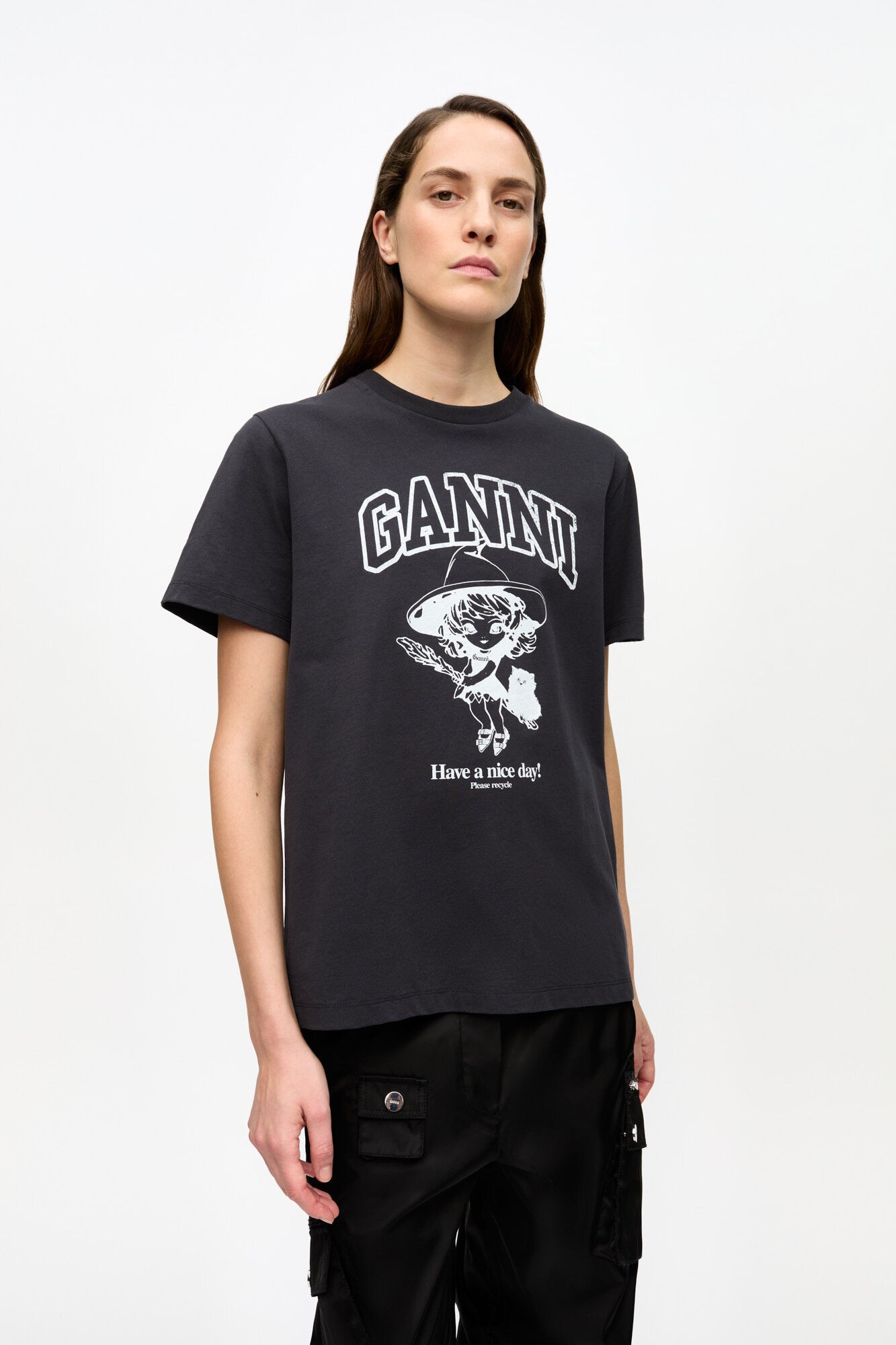 Ganni Basic Cotton Witch Relaxed Tshirt Dam Kortärmade T-shirts Stl. XS - Från Magasin