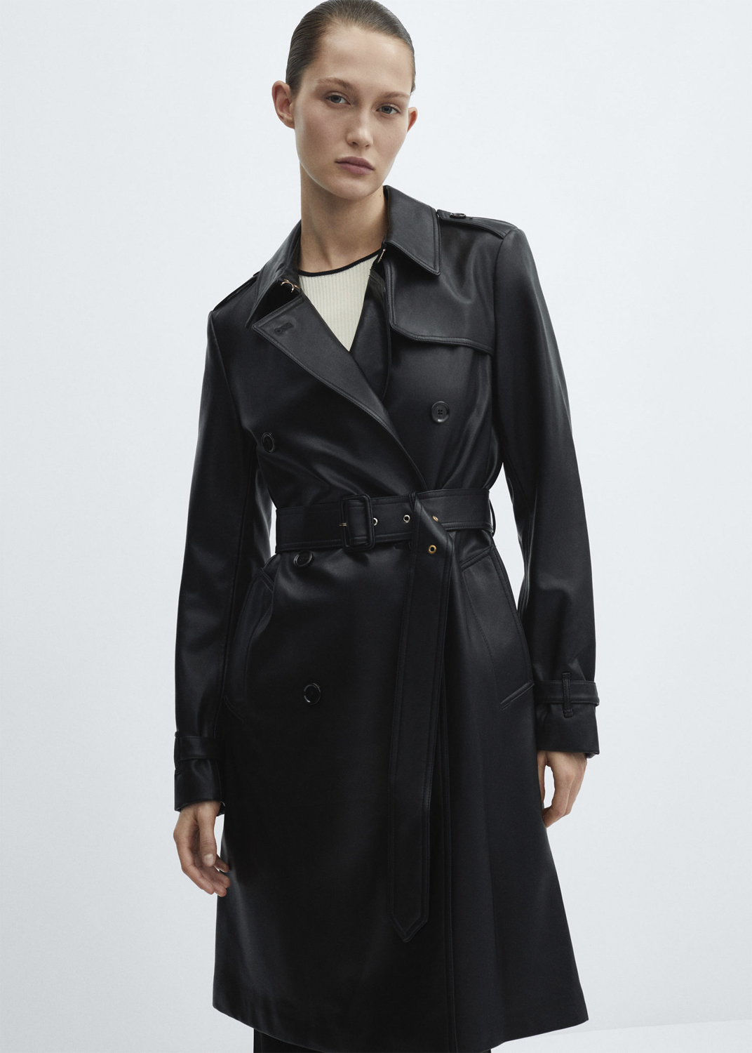 MANGO Leathereffect Trench Coat Dam Trenchcoats Stl. L - Från Magasin
