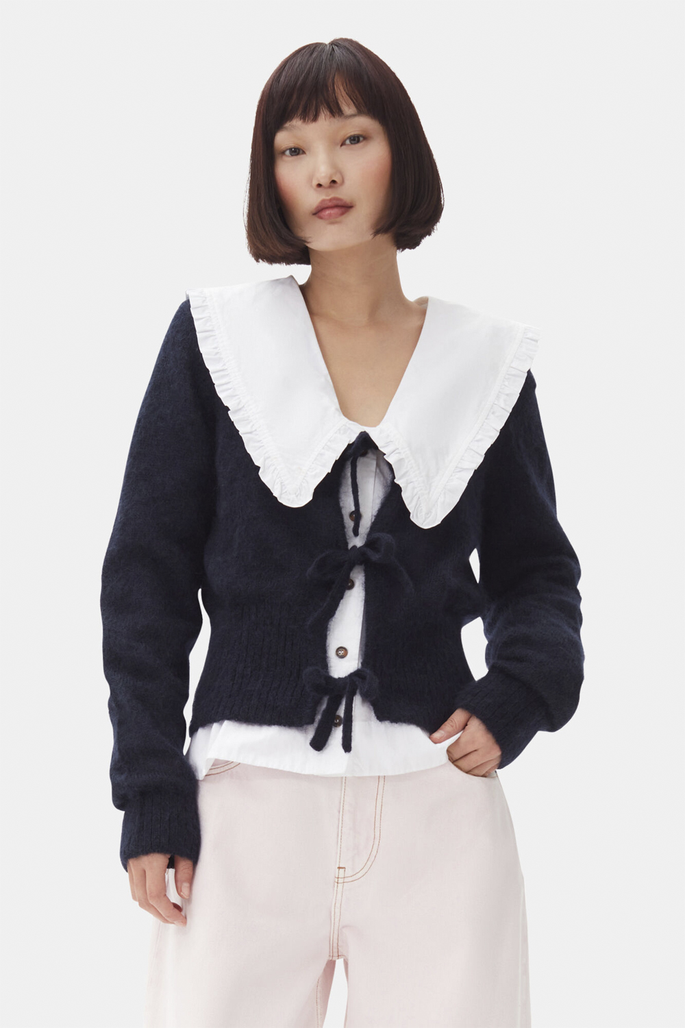 Ganni Light Mohair Tie String Cardigan Dam Koftor & Cardigans Stl. M - Från Magasin