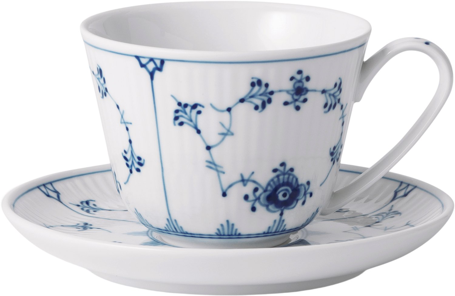 Royal Copenhagen Musselmalet Riflet kop med Underkop 24 cl - NO_SIZE Koppar Fat Från Magasin