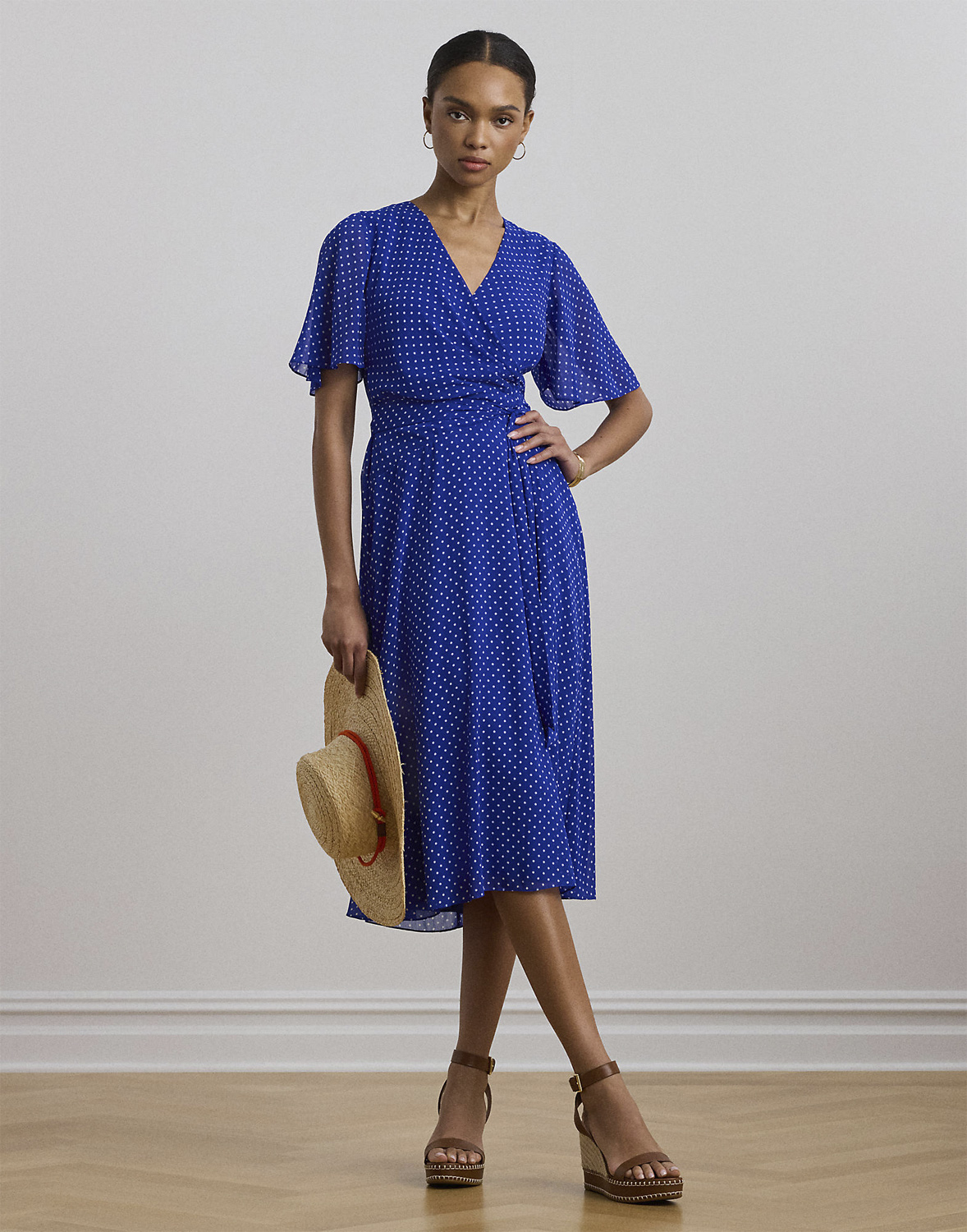 Lauren Ralph Poly Crinkle GGT 58dress Dam Midiklänningar Stl. 44 - Från Magasin