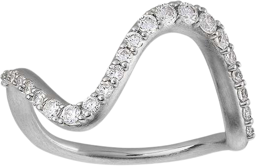 ByBiehl Wave Sparkle Ring Large Dam Ringar Stl. 52 - Från Magasin