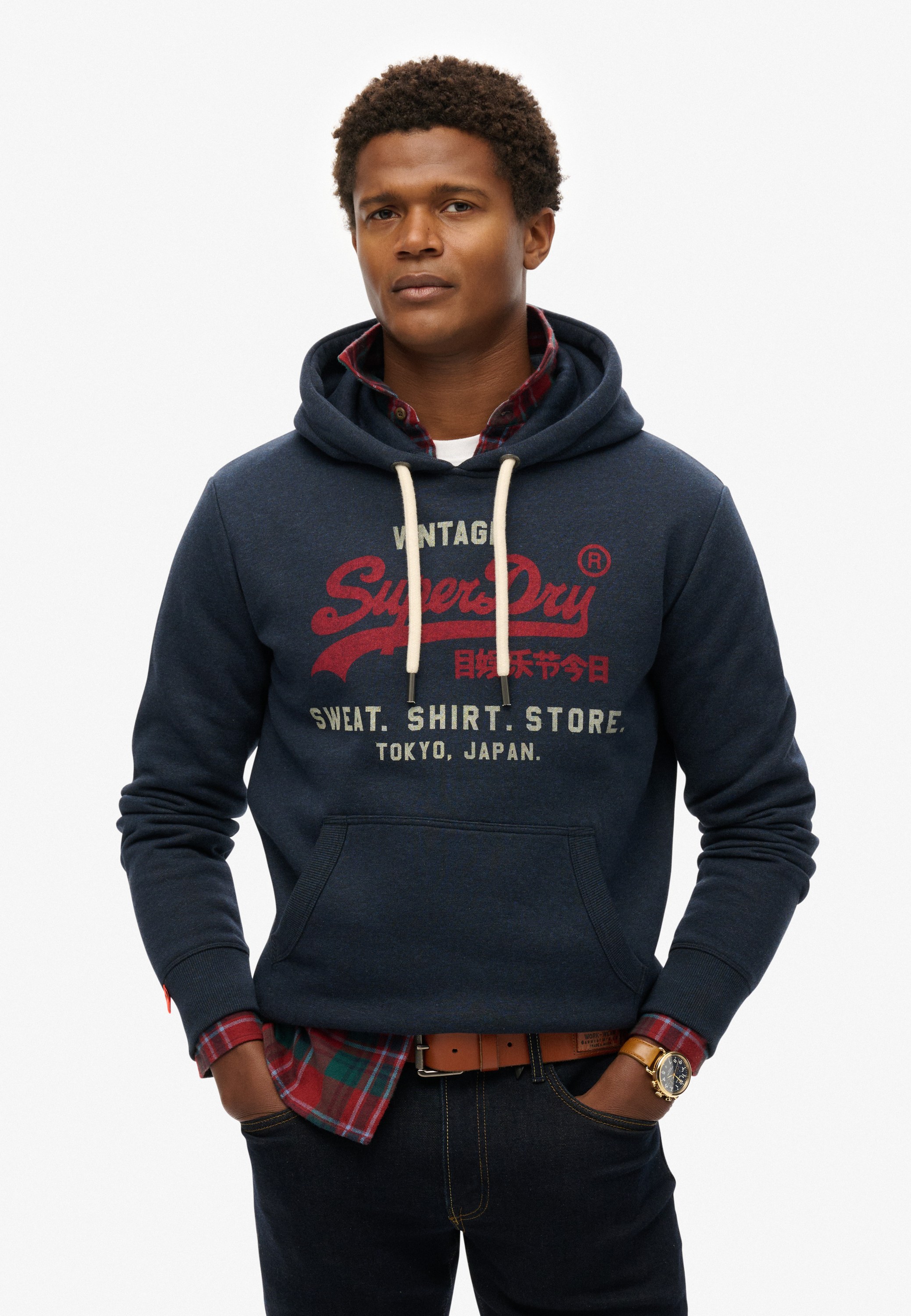 Superdry VL Heritage Relaxed Hood Herr Hoodies Stl. L - Från Magasin