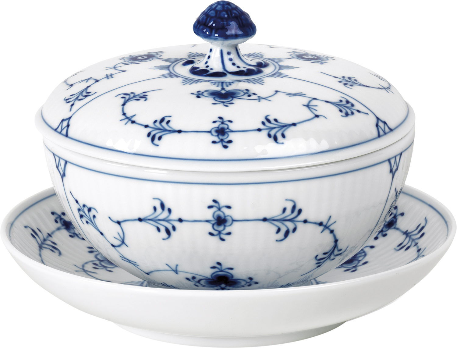Royal Copenhagen Musselmalet Riflet Skål MED LÅG OG Underkop 38 CL - NO_SIZE Serveringsskålar Från Magasin