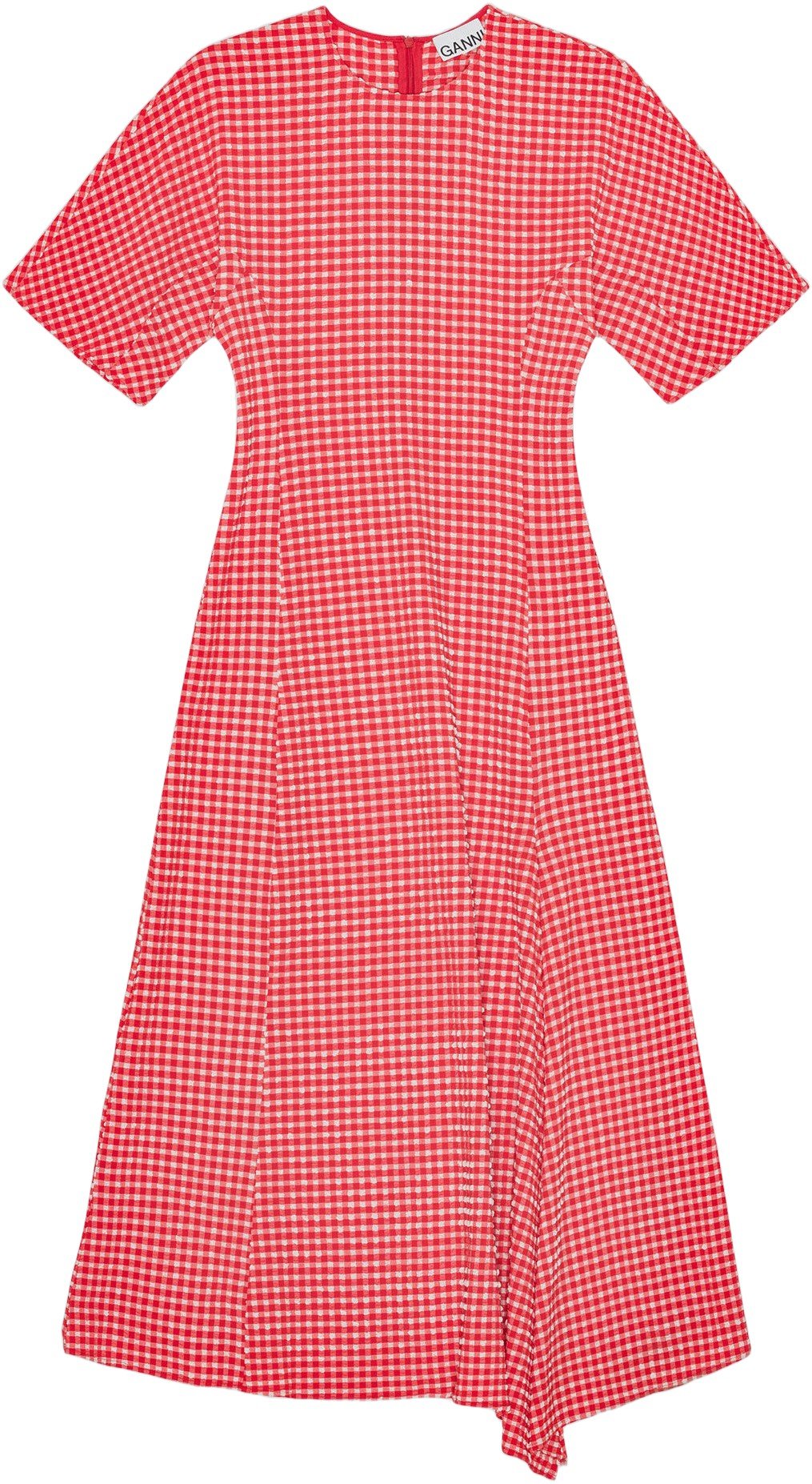 Ganni Stretch Seersucker Slit Long Dress Dam Maxiklänningar Stl. 34 - Från Magasin