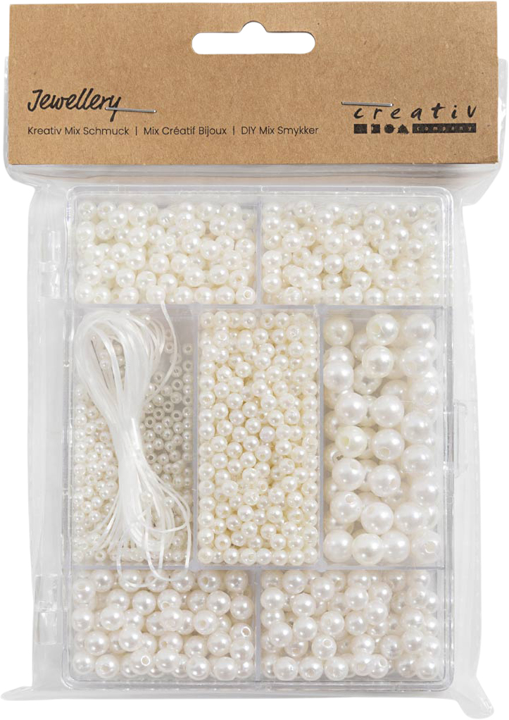 Creativ Company DIY Mix Smykker, Halskæde og Armbånd, Hvid Perlemor - Kit Från Magasin