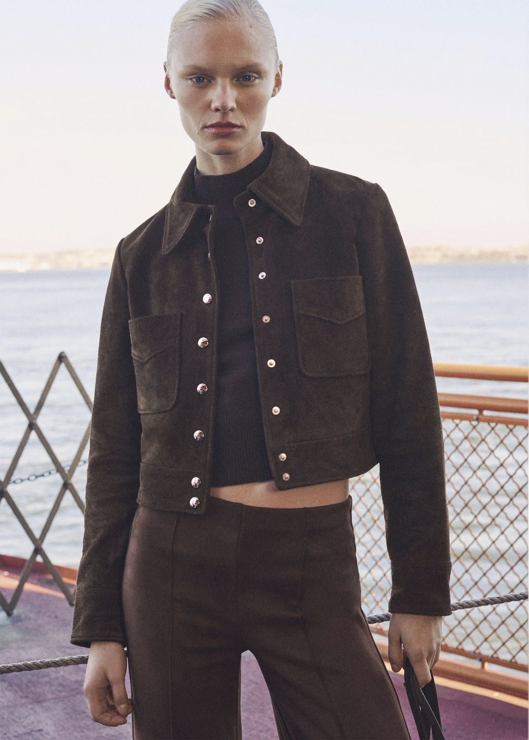 MANGO 100% Split Leather Jacket Dam Jackor Stl. XXS - Från Magasin